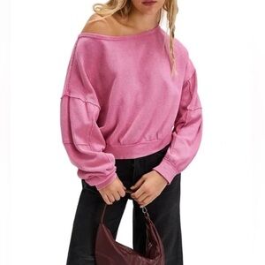 We The Free Pink Waffle Knit Top